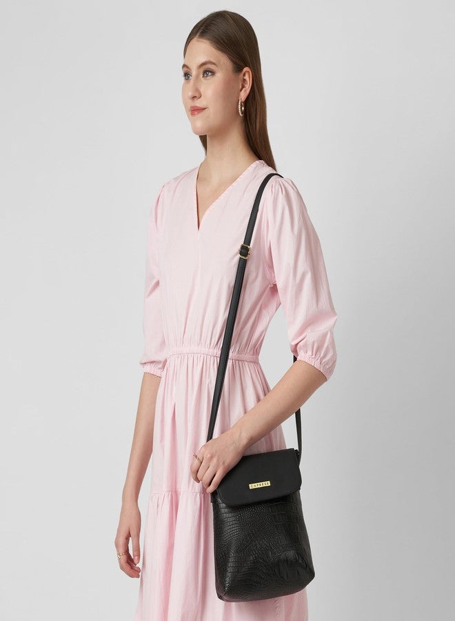 كابريس حقيبة كروس كبيرة من كابريس بوبا للنساء مع حزام قابل للتعديل لراحة الارتداء | حقيبة يد متعددة الاستخدامات مزودة بسحاب وإغلاق مغناطيسي للاستخدام اليومي والسفر والمناسبات الخاصة (أسود) - Image 2